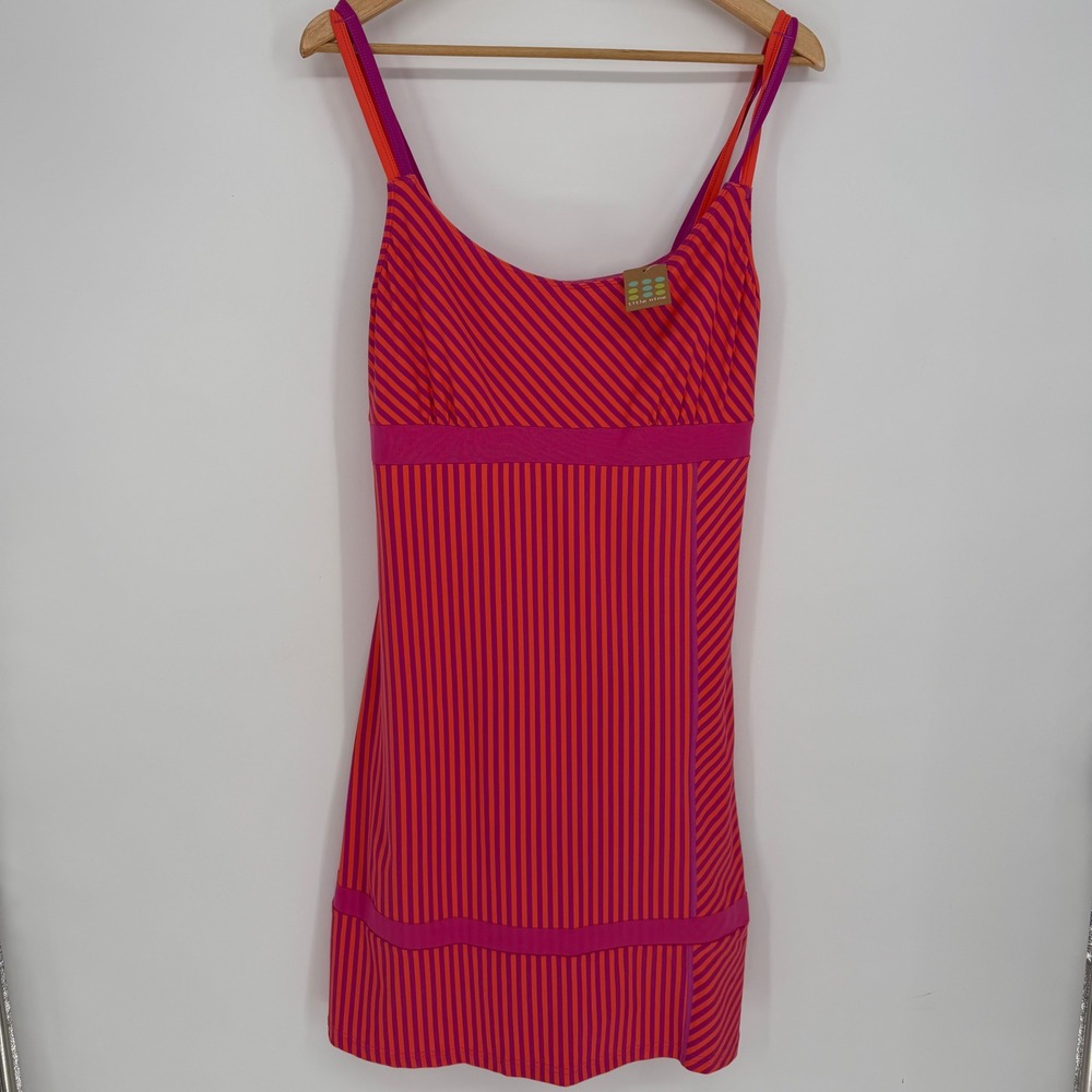 Title Nine Diamalete Dress Pink Orange Striped Outdoor Active Shelf Bra XL